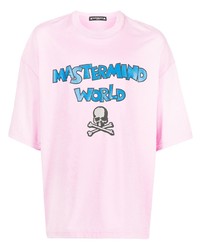 T-shirt girocollo stampata rosa di Mastermind World