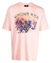 T-shirt girocollo stampata rosa di Mauna Kea
