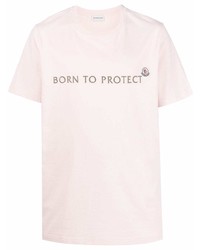 T-shirt girocollo stampata rosa di Moncler