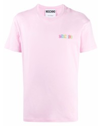 T-shirt girocollo stampata rosa di Moschino