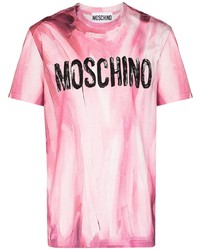 T-shirt girocollo stampata rosa di Moschino