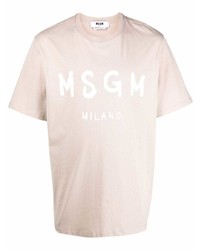 T-shirt girocollo stampata rosa di MSGM