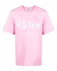 T-shirt girocollo stampata rosa di MSGM