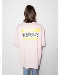 T-shirt girocollo stampata rosa di Vetements