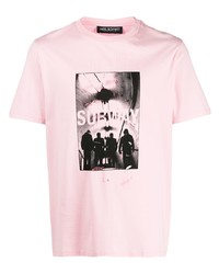 T-shirt girocollo stampata rosa di Neil Barrett