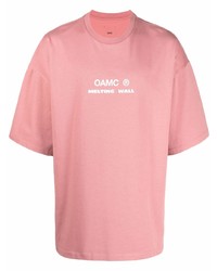 T-shirt girocollo stampata rosa di Oamc