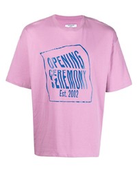 T-shirt girocollo stampata rosa di Opening Ceremony