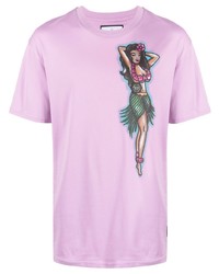 T-shirt girocollo stampata rosa di Philipp Plein