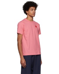 T-shirt girocollo stampata rosa di Comme Des Garcons Play