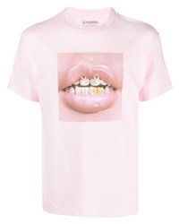 T-shirt girocollo stampata rosa di Pleasures