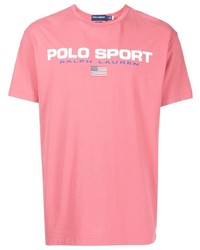 T-shirt girocollo stampata rosa di Polo Ralph Lauren