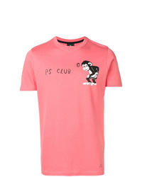 T-shirt girocollo stampata rosa di Ps By Paul Smith