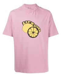 T-shirt girocollo stampata rosa di PS Paul Smith