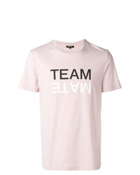 T-shirt girocollo stampata rosa di Ron Dorff