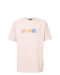 T-shirt girocollo stampata rosa di Sankuanz