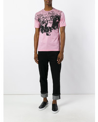 T-shirt girocollo stampata rosa di Junya Watanabe MAN