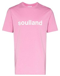 T-shirt girocollo stampata rosa di Soulland