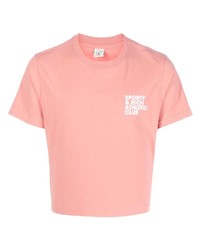T-shirt girocollo stampata rosa di Sporty & Rich
