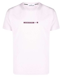 T-shirt girocollo stampata rosa di Stone Island