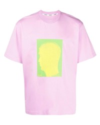 T-shirt girocollo stampata rosa di Sunnei