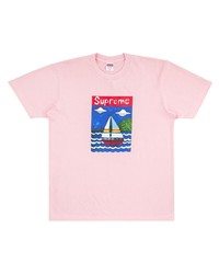 T-shirt girocollo stampata rosa di Supreme