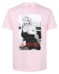 T-shirt girocollo stampata rosa di Supreme