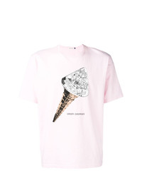 T-shirt girocollo stampata rosa di Undercover