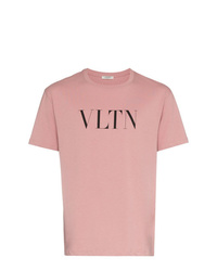 T-shirt girocollo stampata rosa di Valentino