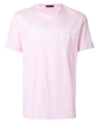 T-shirt girocollo stampata rosa di Versace Collection