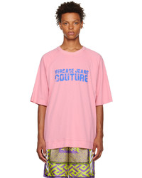 T-shirt girocollo stampata rosa di VERSACE JEANS COUTURE