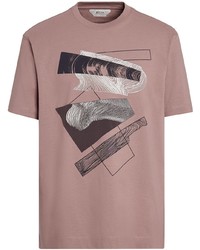 T-shirt girocollo stampata rosa di Z Zegna