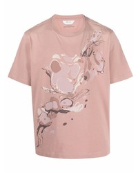 T-shirt girocollo stampata rosa di Z Zegna