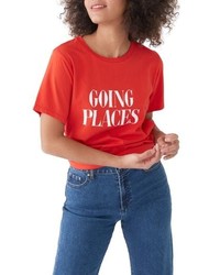 T-shirt girocollo stampata rossa e bianca