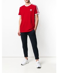 T-shirt girocollo stampata rossa e bianca di adidas