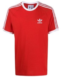 T-shirt girocollo stampata rossa e bianca di adidas
