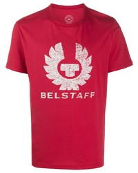 T-shirt girocollo stampata rossa e bianca di Belstaff