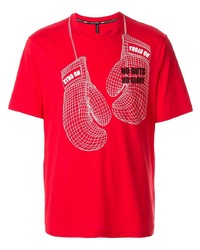 T-shirt girocollo stampata rossa e bianca di Blackbarrett