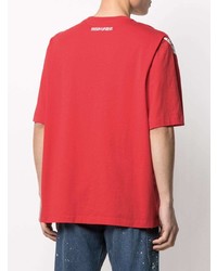 T-shirt girocollo stampata rossa e bianca di Marcelo Burlon County of Milan