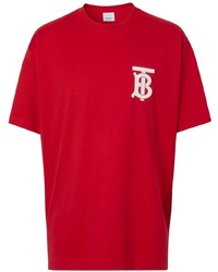 T-shirt girocollo stampata rossa e bianca di Burberry