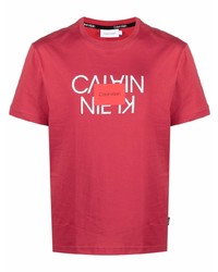T-shirt girocollo stampata rossa e bianca di Calvin Klein
