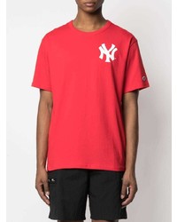 T-shirt girocollo stampata rossa e bianca di Champion