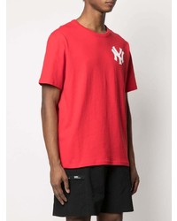 T-shirt girocollo stampata rossa e bianca di Champion