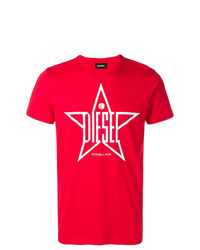 T-shirt girocollo stampata rossa e bianca di Diesel