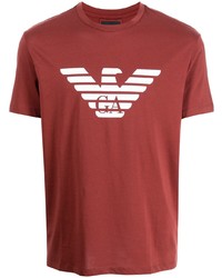 T-shirt girocollo stampata rossa e bianca di Emporio Armani