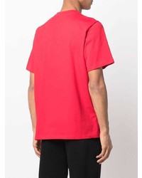 T-shirt girocollo stampata rossa e bianca di MSGM