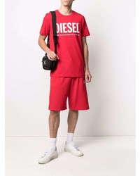 T-shirt girocollo stampata rossa e bianca di Diesel