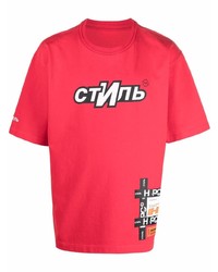 T-shirt girocollo stampata rossa e bianca di Heron Preston