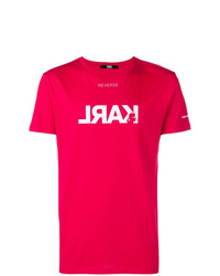 T-shirt girocollo stampata rossa e bianca di Karl Lagerfeld