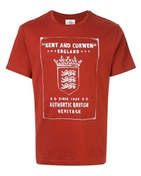 T-shirt girocollo stampata rossa e bianca di Kent & Curwen