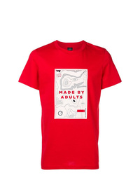 T-shirt girocollo stampata rossa e bianca di Les Bohemiens